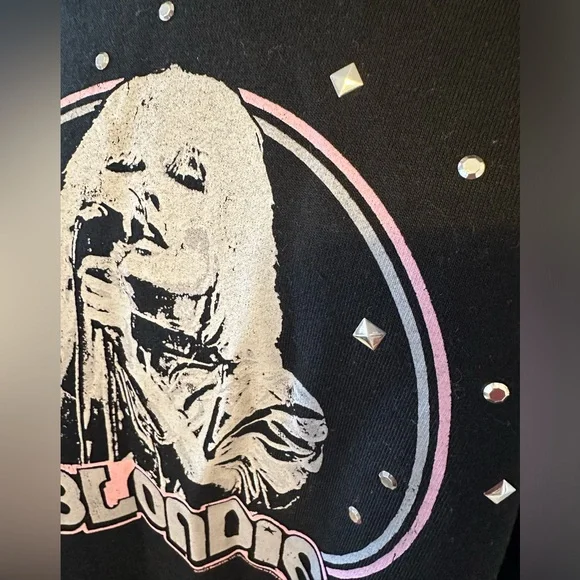 NWT VINYL ICONS BLONDIE studded Chain Fringe sweatshirt Large L - Picture 4 of 6